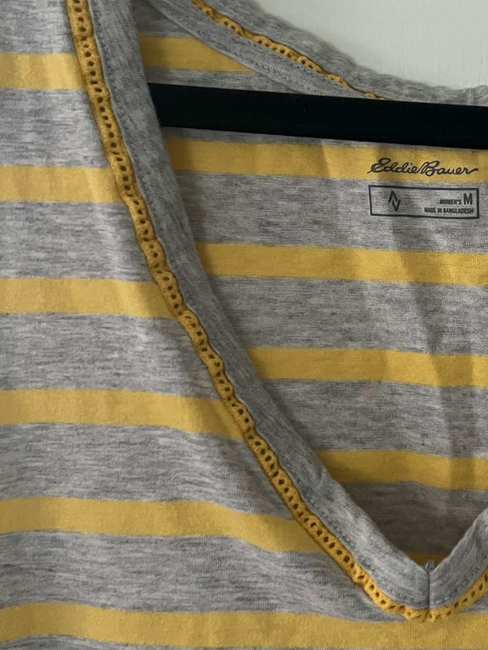 Eddie‎ Bauer Gray and Yellow Striped Crocheted V-Neck Tank - Picture 4 of 7